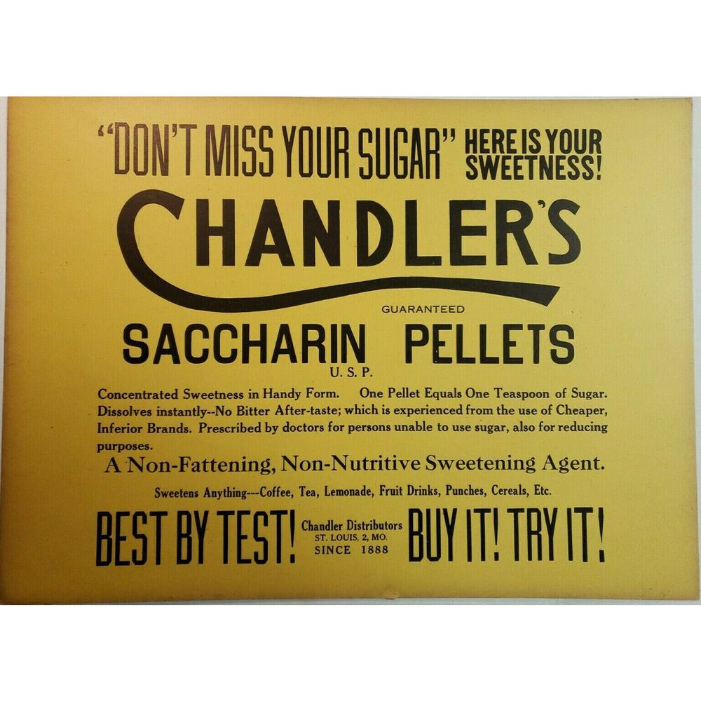 Vintage 1940 Chandler Drug Store Button Sign Old St Louis New Old Stock‎